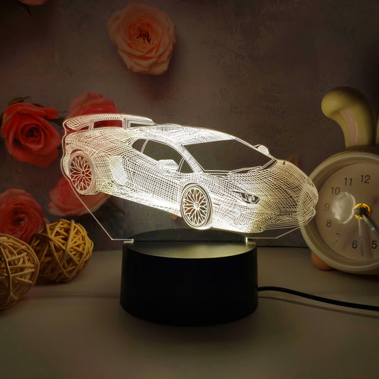 Lámpara LED 3D Auto Deportivo RGB – Luz Nocturna Decorativa 7 Colores